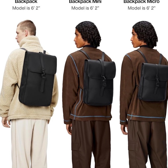 RAINS Backpack Mini Waterproof Backpack Black Minimalist Scandinavian main image 5